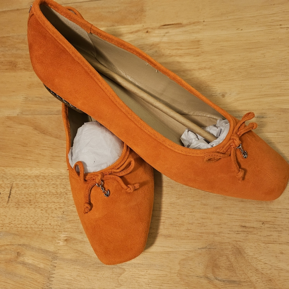 Sam Edelman Marisol Women's Ballet Flat color Dark Grapefruit Orange Size 9